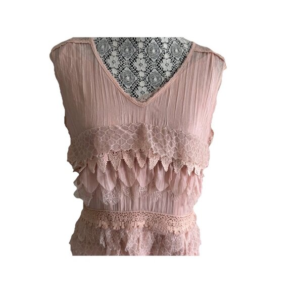 Bianca Nygard ,Lacy Dress Petite 12 Blush Pink -Flapper, BOHO, whimsy fairy y2k - Picture 3 of 16